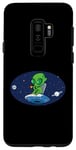 Coque pour Galaxy S9+ Alien mignon buvant du café sur le vaisseau spatial drôle extraterrestre OVNI
