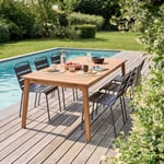 Table de jardin en bois extensible et 6 chaises   Oviala