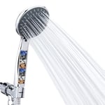 Briout Pommeau de douche à main avec filtre, haute pression 5 modes de pulvérisation avec support de tuyau, adoucisseur d'eau pour eau dure, élimine le chlore et les substances nocives, chrome