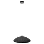 Eglo Suspension luminaire Barlaston, lustre pour salon et salle à manger, lampe de plafond suspendue en tissu gris et métal noir, douille E27, Ø 45 cm