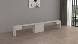 Dmora - Banc Ubertino, Siège pour Table à Manger, Banc Simple Extensible, 290x25h45 cm, Blanc