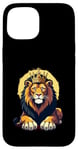 Coque pour iPhone 15 Couronne animale roi lion pour les amateurs de lions et les fans de lions