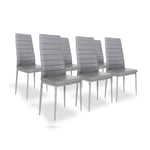 Designetsamaison - Lot de 6 chaises salle à manger grises - Lena