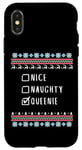 iPhone X/XS Nice, Naughty, Queenie Christmas Ugly Sweater Style Case