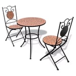 Table ronde et 2 chaises de jardin mosaïquées noir et marron Mel