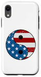 Coque pour iPhone XR Drapeau américain Yin et Yang rouge, blanc et bleu avec étoiles