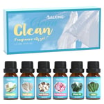 SALKING Clean Fragrance Oils, Essential Oils Gift Set, Diffuser Oils, Scented Oils for Soaps Candle Making - Lemongrass, Fresh Cotton, Fresh Linen, Cherry Blossom Soap, Clean Air, Aloe