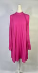 River Island High Neck Pink Pleated Long Sleeve Mini Occasion Dress UK Size 18