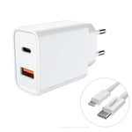 18W iphone doubel usb laddare med kabel