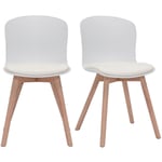 Miliboo - Chaises blanches et bois clair massif (lot de 2) arista