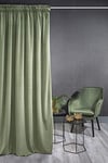 Eurofirany Kristi Rideau en Velours avec Galon Fronceur - 1 pc. Rideau Thermique, Rideau Occultant pour Chambre à Coucher, Salon, Salle à Manger, Densité 330g/m², 140x270 cm, Vert Clair