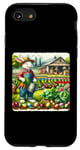 Coque pour iPhone SE (2020) / 7 / 8 Lapin de Pâques rétro avec inscription « Tending A Colorful Garden »