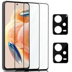 2-Pack Xiaomi Redmi Note 12 Skärmskydd & 2-Pack linsskydd - Härdat Glas 9H - Super kvalitet 3D