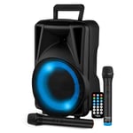 Enceinte Sonorisation - FSD08 - 8" 20CM - 200W - Batterie - Effet RING LED - USB SD Bluetooth TWS - 2 Micros VHF