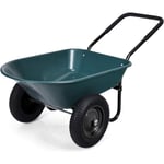 Goplus - Brouette Jardin à 2 Roues pour Jardinage Chariot de Jardin Utilitaire en PP,Remorque Brouette 2 Roues,Charge 100KG,140×65×65CM (Vert)