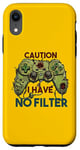 Coque pour iPhone XR Drôle sarcastique Gamer Humour Caution I have no filter joke