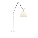 Artemide - Tolomeo Mega Golvlampa, Aluminium, Skärm i Svart satintyg Ø 42 cm, Med dimmer - Skärmlampor - Giancarlo Fassina,Michele De Lucchi - Silver