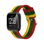 Fitbit Versa träningsklocka armband rem vävd nylon - Gul grön röd