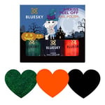 Bluesky Kids Nail Varnish Set - Collection Halloween Black, vert, orange, pelage facile, à base d'eau, vernis à ongles sans odour pour les enfants, coffret cadeau, 3 x 5 ml avec autocollants