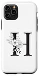 Coque pour iPhone 11 Pro Belle lettre noire H fleurs initiales florales monogramme