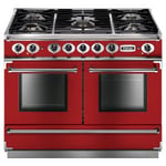 Falcon FCON1092DFRD/CM Continental 1092 Dual Fuel Range Cooker In Cherry Red with Chrome