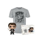 Funko Pop! & Tee: Harry Potter - Texture Velours - Extra Large - (XL) - T-Shirt - Vêtements avec Une Figurine en Vinyle à Collectionner - Idée de Cadeau - Jouets et Top à Manches Courtes Les Hommes