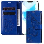 IMEIKONST Coque Samsung A71 Housse Etui à Rabat, Cuir PU Etui avec [Magnétique] [Portefeuille] [Porte Carte] Protection pour Samsung Galaxy A71. Butterfly Blue KT