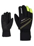 Ziener Gunar Gunar Gants de Ski/Sports d'hiver pour Homme - Imperméables, Respirants et Chauds - Gore-Tex - Noirs - Jaune Poison - 7,5