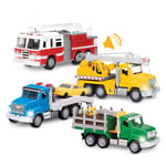 Driven by Battat WH1148Z Series Multipack (4 Pack) Fire brigade Micro Fleet – 6pc Playset with 4, 1 Ladder – Toy Trucks and Cars for Kids Aged 3 and Up, Multicoloured