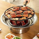 Gril à charbon de bois coréen, barbecue portable en acier inoxydable antiadhésif, poêle à charbon pour camping en plein air, barbecue de 34,8 cm, petit barbecue de cuisine en plein air