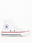 Converse Kids Easy-on Velcro Hi Top Trainers - White, White, Size 11 Younger