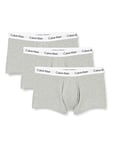 Calvin Klein Men's 3 Pack Low Rise Trunks - Cotton Stretch Boxers, Grey, L