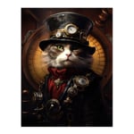 Sir Henry Trumpington III Steampunk Sea Cat Captain Fun Artwork Extra Large XL Unframed Wall Art Poster Print