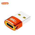 Adaptateur PD100W OTG USB vers Type C femelle vers mâle,charge rapide,transfert de données,Macbook,ordinateur portable,PC,Xiaomi,Samsung - Type Orange