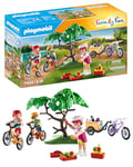 Playmobil 71426 Family Fun Mountain Bike Tour, camping, family trip, with three bikes, helmets, backpack full of snacks and supplies, fun imaginative role-play, playsets suitable for children ages 4+