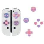 GeekShare Coque en silicone pour boutons de joystick – Autocollant ABXY pour boutons de clé compatible avec Nintendo Switch/OLED Joy Con – Crâne en cœur (rose et violet)