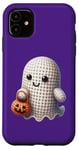 Coque pour iPhone 11 Trick or Treat Halloween Ghost Trick or Treat Pumpkin Candy Crochet Knit