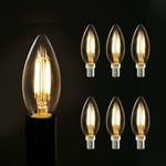 6X Ampoule led E14 Vintage pour lustre en forme de bougie Ampoule led claire pour bougie Blanc chaud 2700K ampoule à incandescence dans la maison Bar