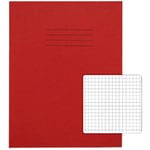 Rhino Exercise Book 226 x 178mm Squared 5 mm Stapled Side Bound Manila Soft Cover Red Not perforated 80 Pages Pack of 100