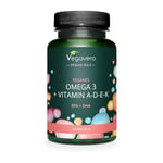 Vegavero Vegan Omega 3 + ADEK Vitamins | NO Additives | Omega 3 Capsules | Algae Oil Omega 3 DHA & EPA | Lab-Tested