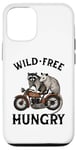 Coque pour iPhone 13 Wild Free Hungry Moto Biker Opossum Raton laveur