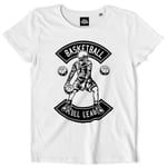 Teetown - T Shirt Femme - Basketball Skull League - Lakers Warriors Spurs Celtics Chicago Bull Nba Sport Jam Youngboy - 100% Coton Bio