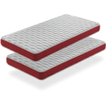 Lot X2 Matelas en mousse respirante 90X140 velvet, Epaisseur 14 cm , Ergonomique et adaptable