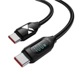 Wozinsky USB-C til USB-C PD-kabel med skjerm 100W, 480Mb/s, 1m - Svart