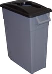 Solent Plastics 65 Litre Slim Bin Mobile Recycling Waste Catering Office Container with Lid - Open or Closed Lid - Handles - 4 Colours - Great Value (Black OPEN Lid)
