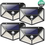 Lampe Solaire Extérieur 100 led4 Pack 2200mAHéclairage Solaire Extérieur Détecteur de Mouvement, Spot Solaire Puissante sans Fil, Lumière Solaire