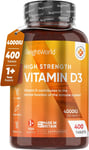 Vitamin D3 4000 IU – 400 High Strength Vitamin D Tablets (1+ Year Supply)