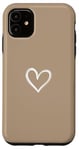 Coque pour iPhone 11 Beige sable foncé – Cœur mignon simple chic bohème dessiné à la main