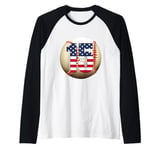 Number #15 Baseball Lover 15 Number with American Flag USA Raglan Baseball Tee