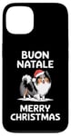 Coque pour iPhone 13 Buon Natale, chien de berger des Shetland, Sheltie, Noël, Italie, Père Noël